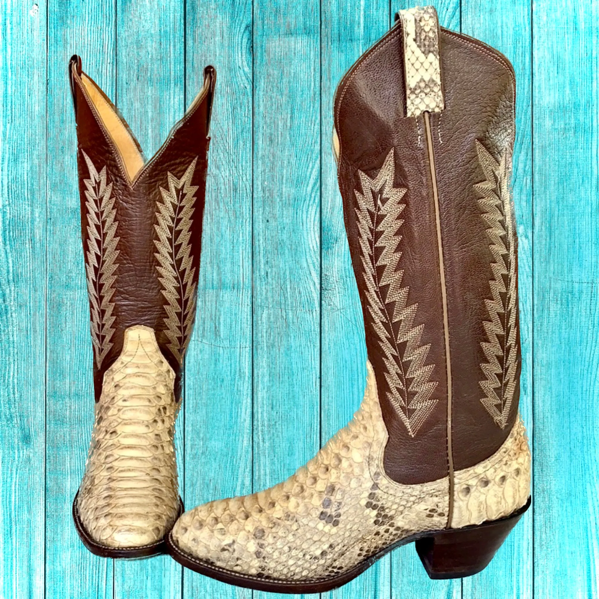 PANHANDLE SLIM Vintage Snakeskin Python Tall Cowgirl Cowboy Western Boots