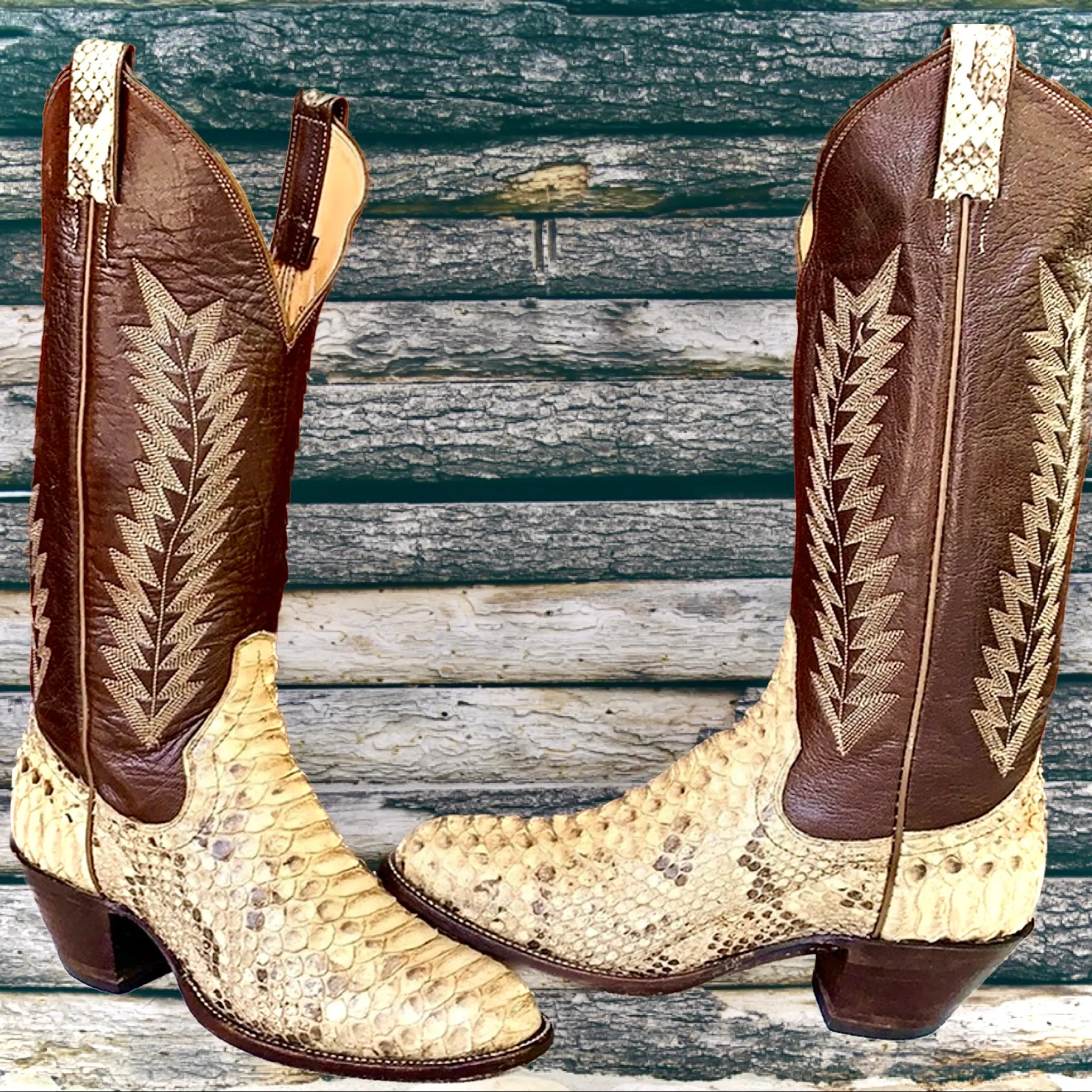 PANHANDLE SLIM Vintage Snakeskin Python Tall Cowgirl Cowboy Western Boots