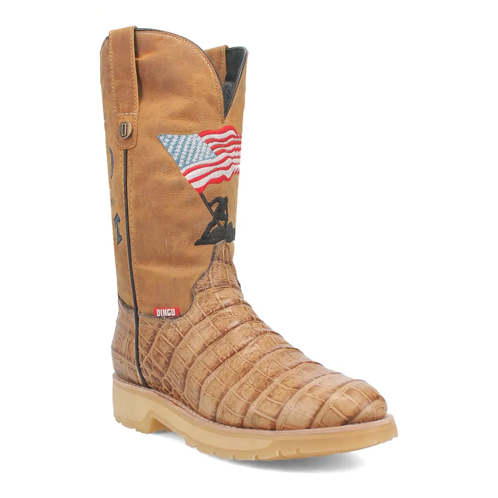 Patriot Embroidered Patriotic Croc Round Toe Cowboy Boots