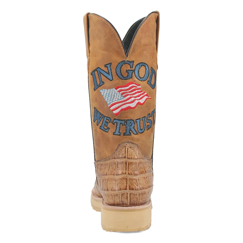 Patriot Embroidered Patriotic Croc Round Toe Cowboy Boots