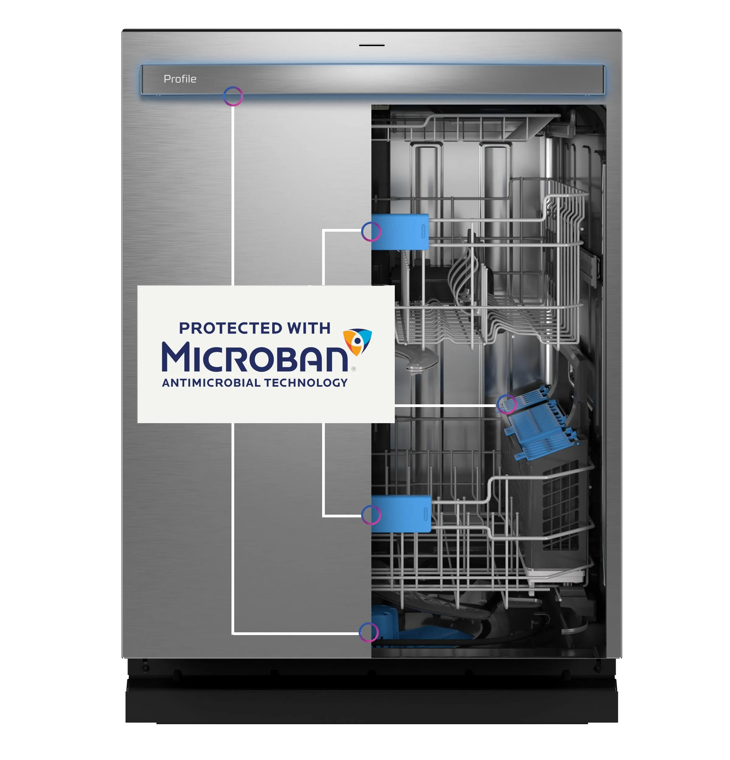 PDP715SYVFS GE Profile™ ENERGY STAR® Fingerprint Resistant Top Control Stainless Interior Dishwasher with Microban™ Antimicrobial Technology with Sanitize Cycle