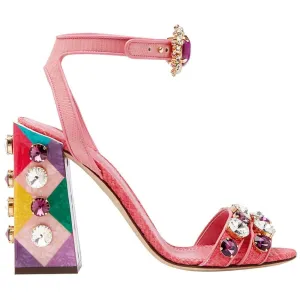 Pink Retro Rhinestones Sheepskin Sandals