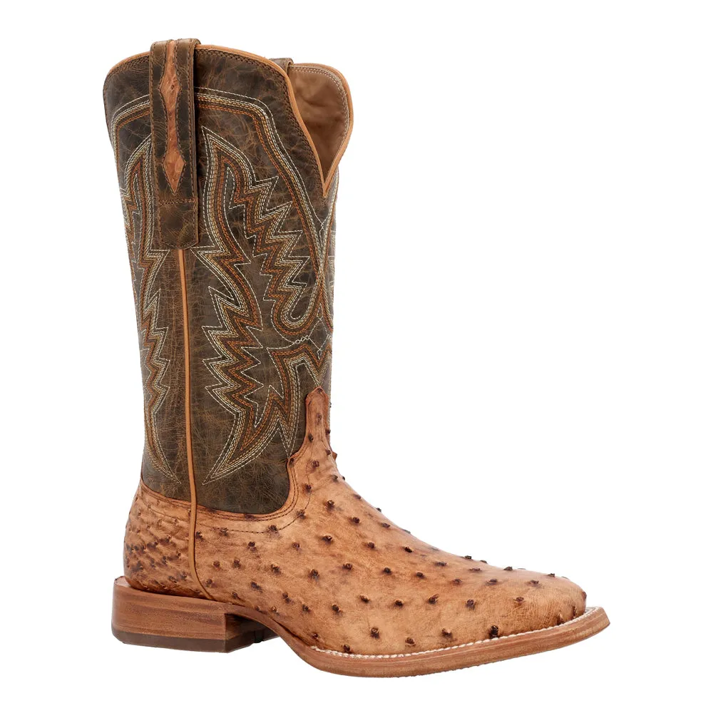 PRCA Collection Full-Quill Ostrich Embroidered Square Toe Boots