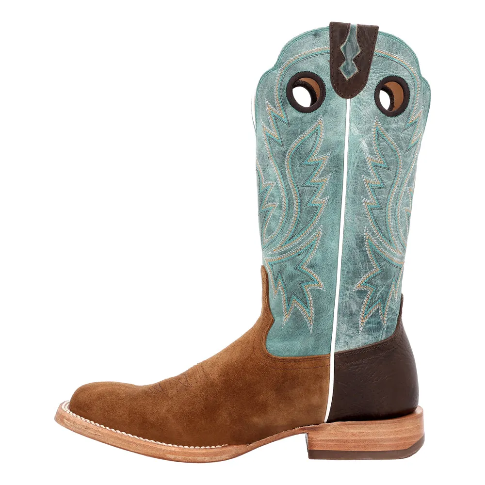 PRCA Collection Roughout Embroidered Square Toe Cowboy Boots