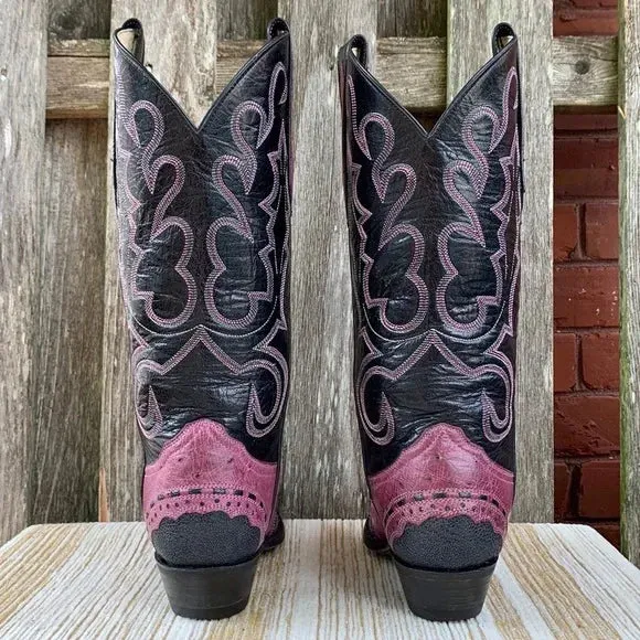 Private Collection Larry Mahan Vintage Ostrich Stingray Exotic Cowgirl Western Boots