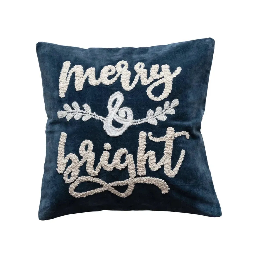 "Merry & Bright" Velvet Pillow