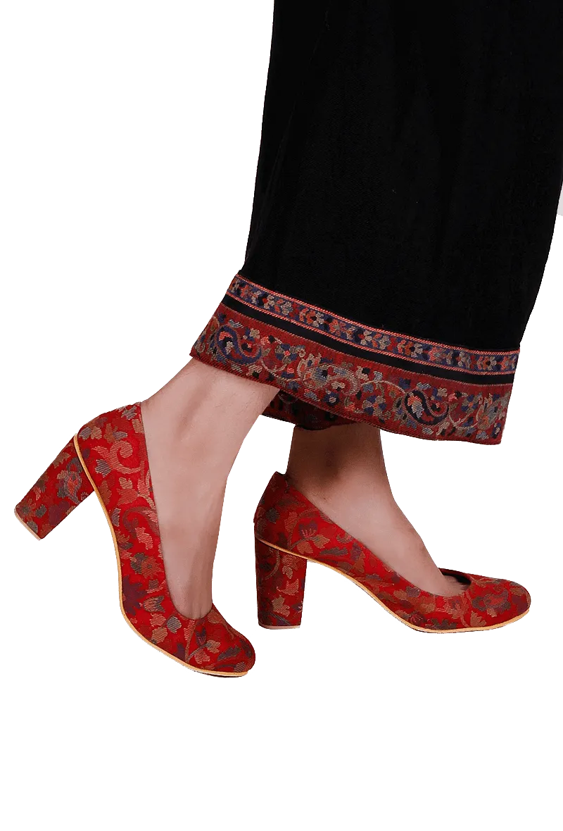 Red Kani Block Heel Pumps