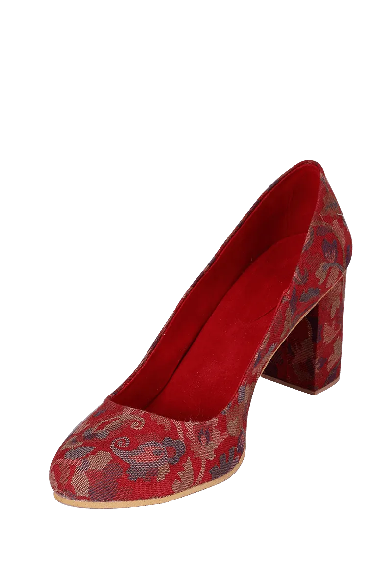 Red Kani Block Heel Pumps