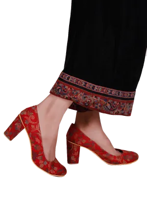 Red Kani Block Heel Pumps