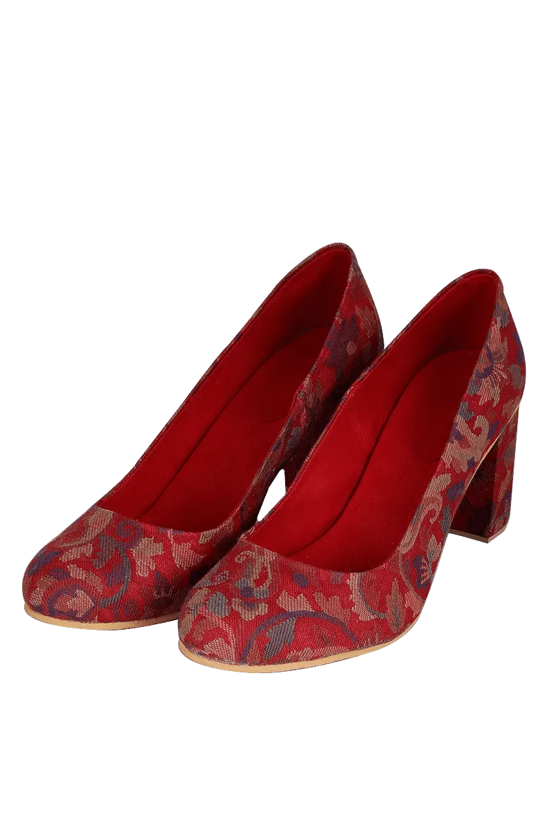 Red Kani Block Heel Pumps