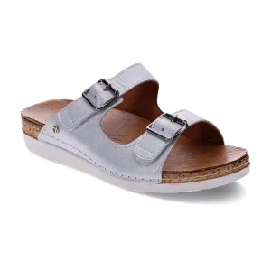 Revere Brighton Women's 2 Strap Slide Sandals In White