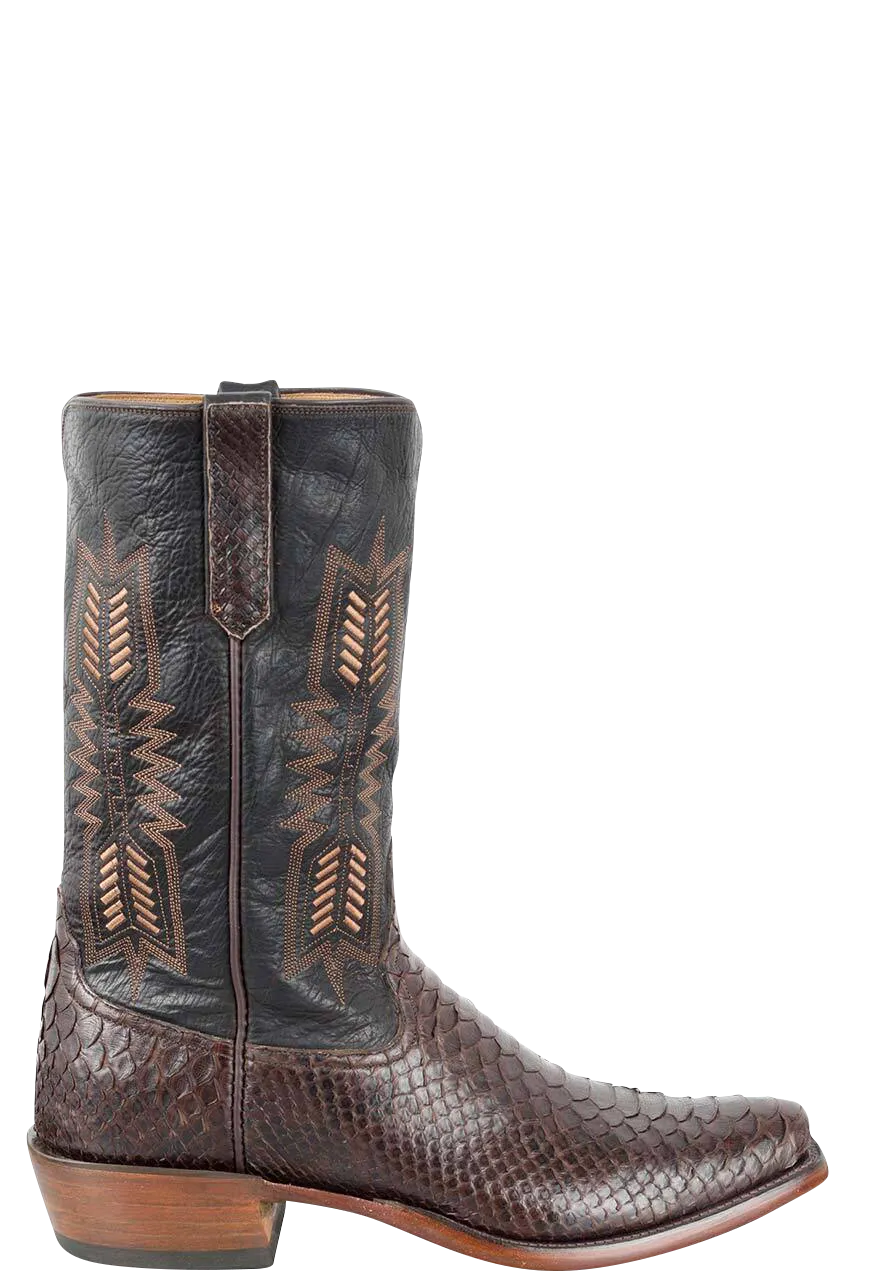 Rios of Mercedes Python Cowboy Boots - Chocolate