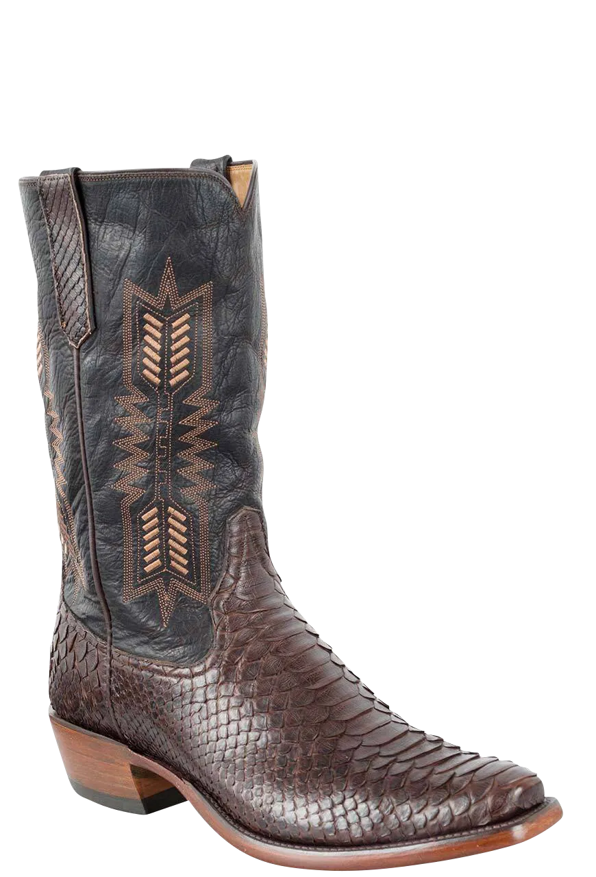 Rios of Mercedes Python Cowboy Boots - Chocolate