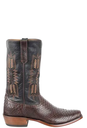 Rios of Mercedes Python Cowboy Boots - Chocolate