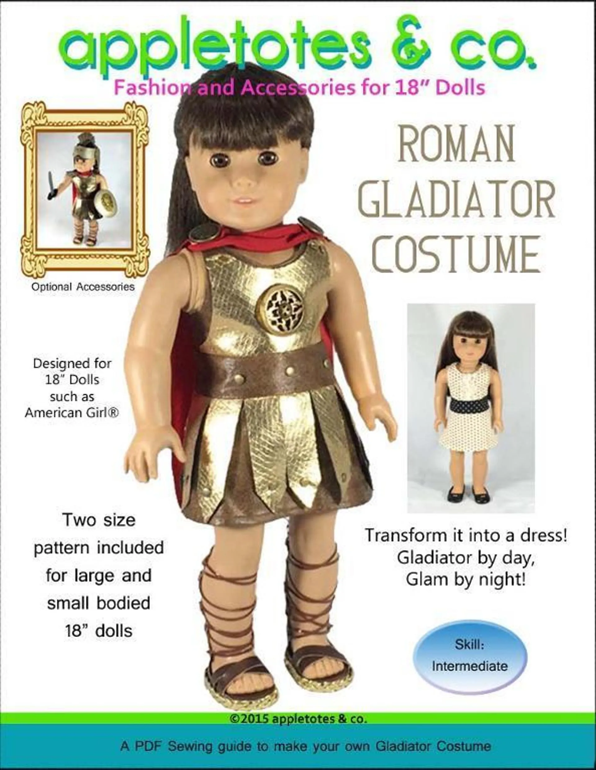 Roman Gladiator Bundle Pack Sewing Pattern for 18" Dolls