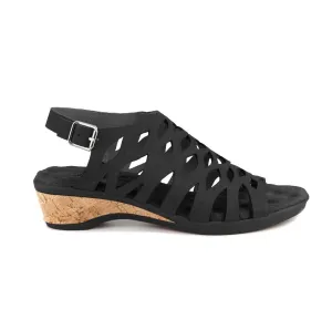 Ros Hommerson Katia Women's Wedge Strap Sandal In Black