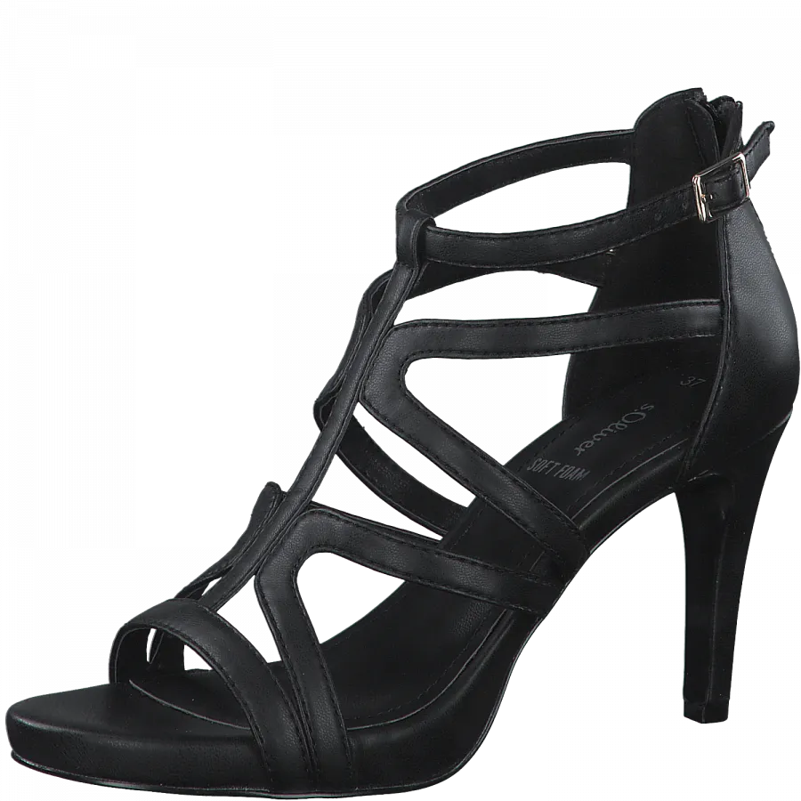 S Oliver 28306-38 Black Heeled Gladiator Sandals