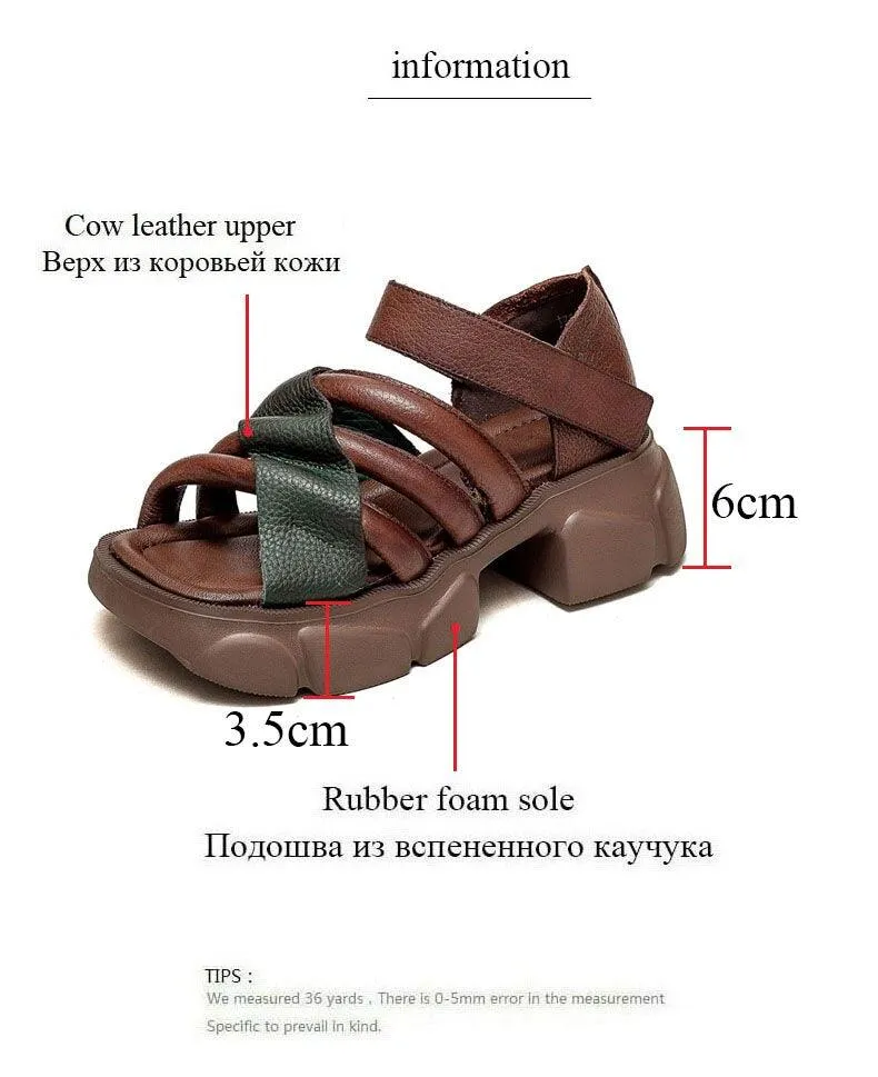 SA330 Women's Thick-soled Leather Gladiator Sandals: Casual Shoes