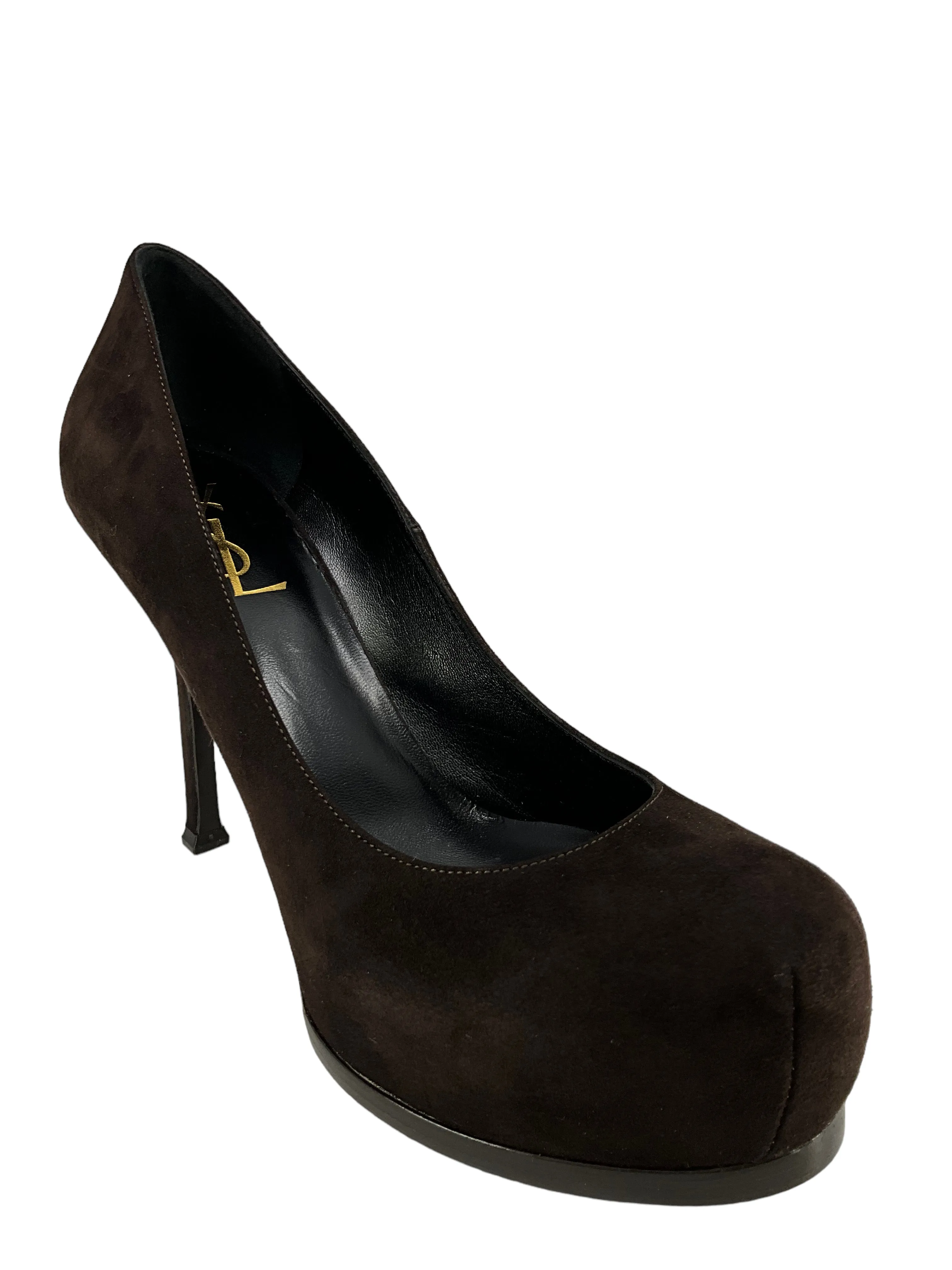 Saint Laurent Brown Suede Platform Pumps Size 9 NEW