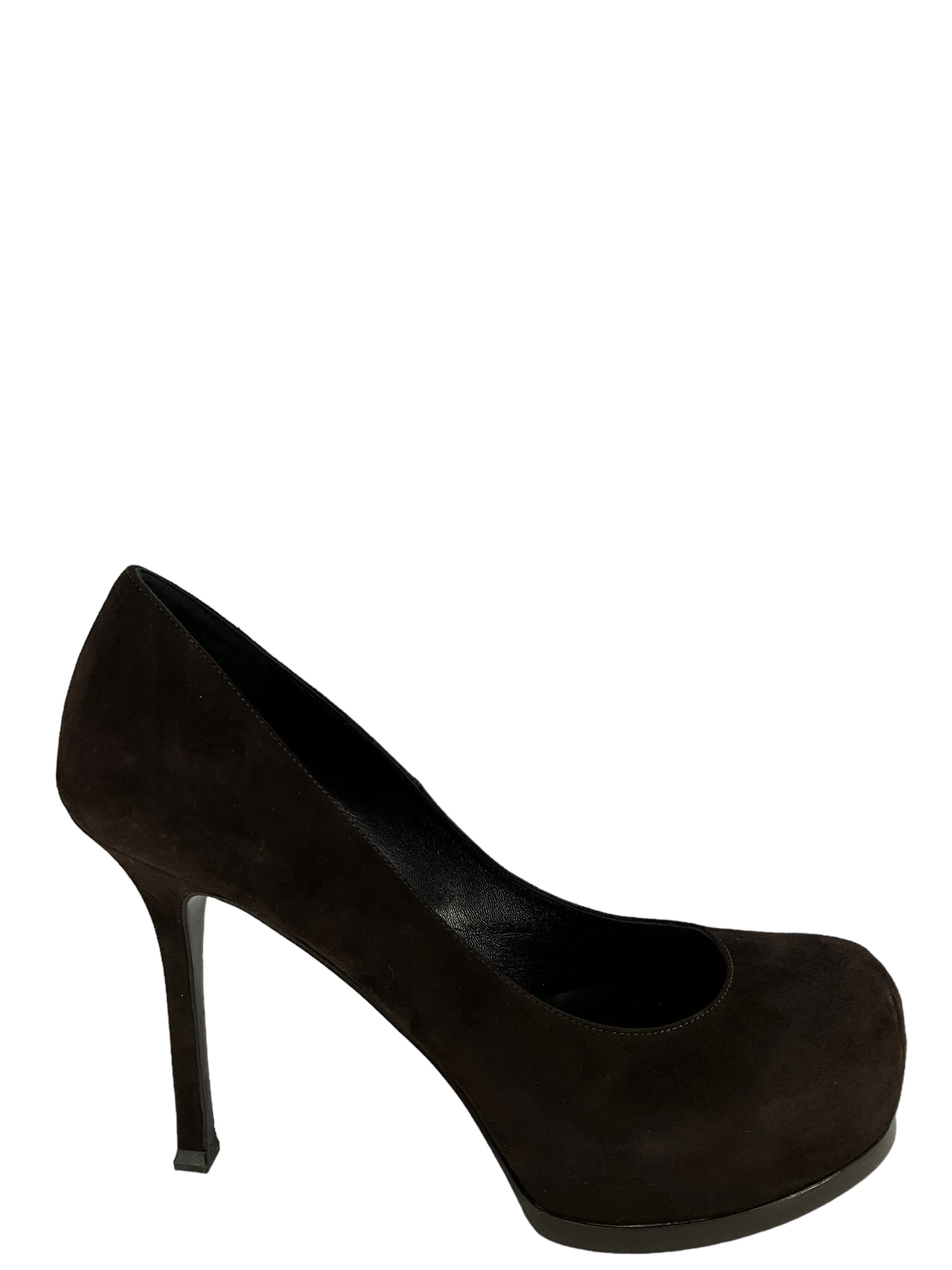 Saint Laurent Brown Suede Platform Pumps Size 9 NEW