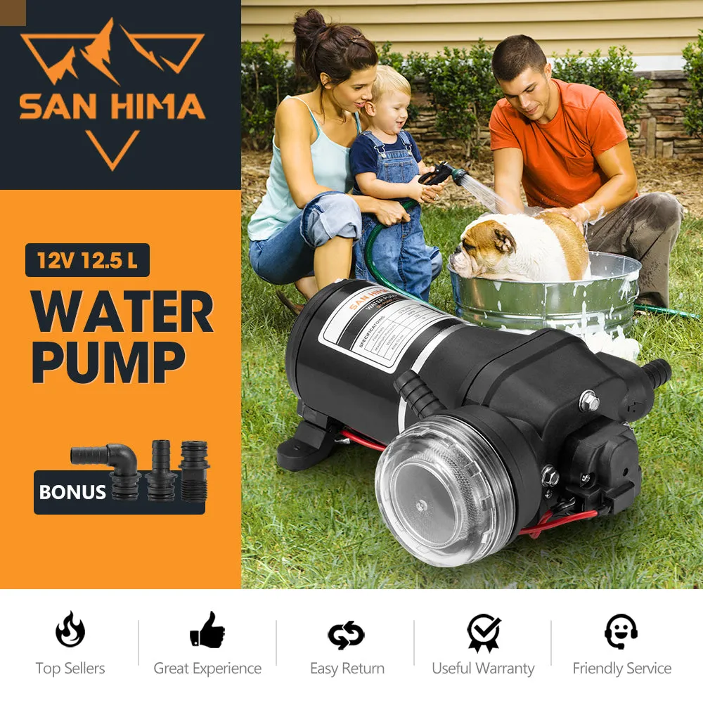 San Hima 12V Water Pump 12L/min Pressure Self Priming Caravan Camping Boat