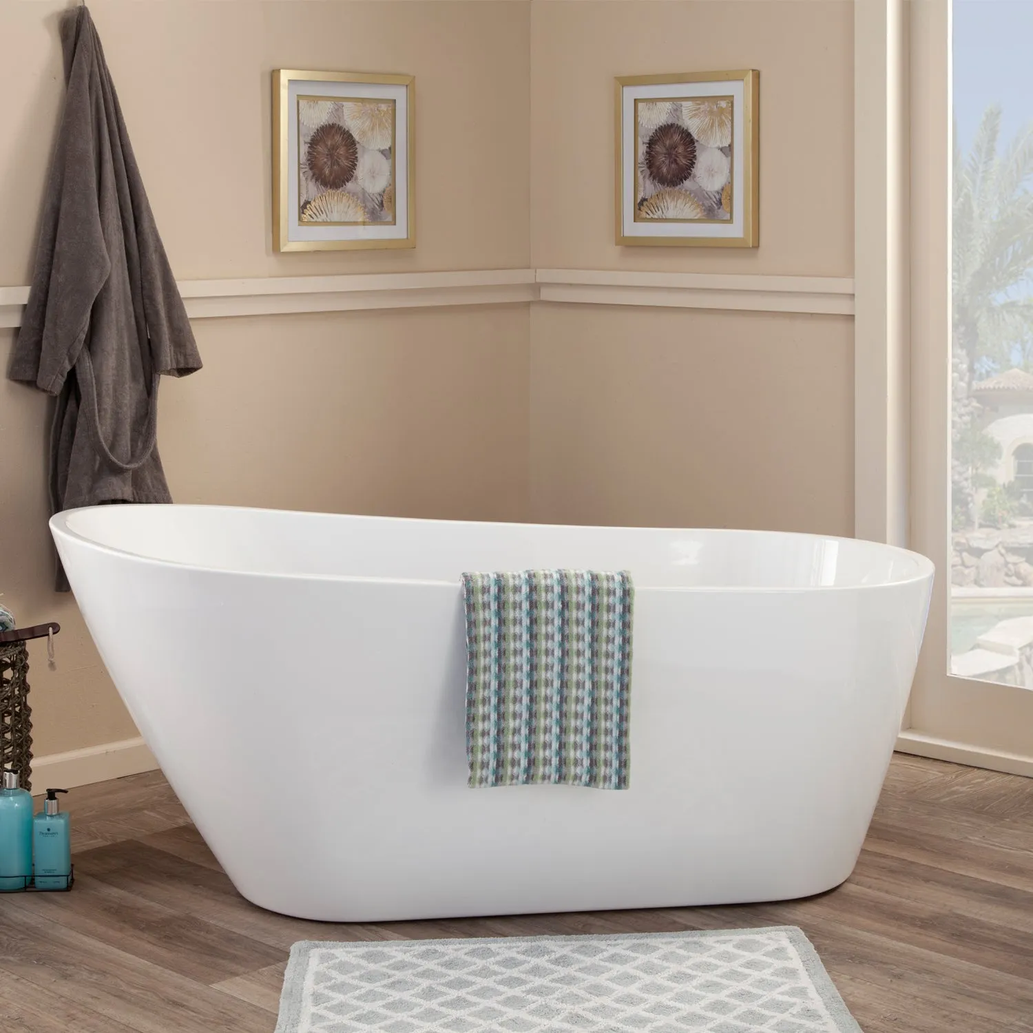 Shaia Freestanding Soaking Acrylic Bathtub