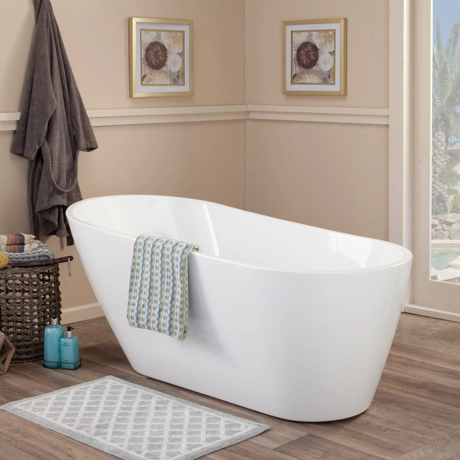 Shaia Freestanding Soaking Acrylic Bathtub