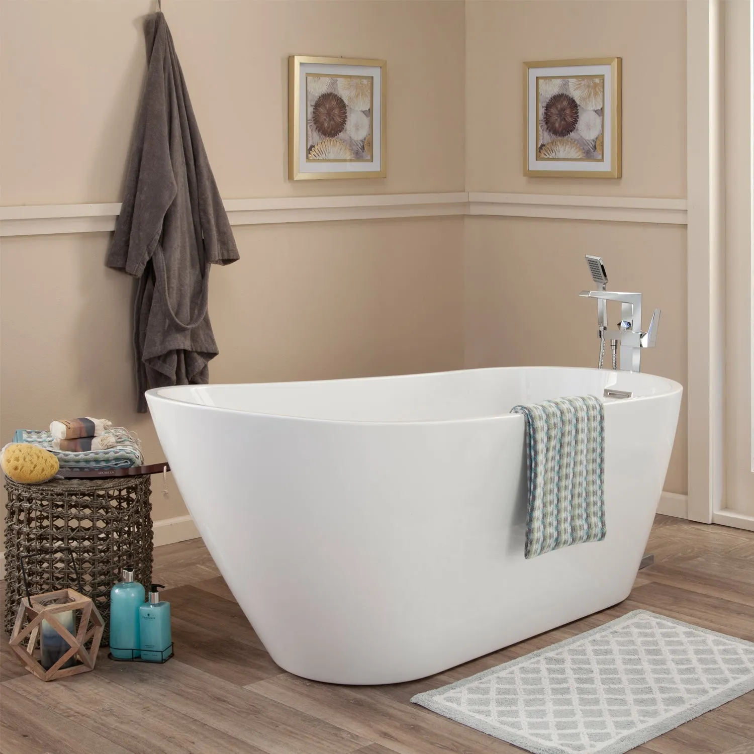 Shaia Freestanding Soaking Acrylic Bathtub