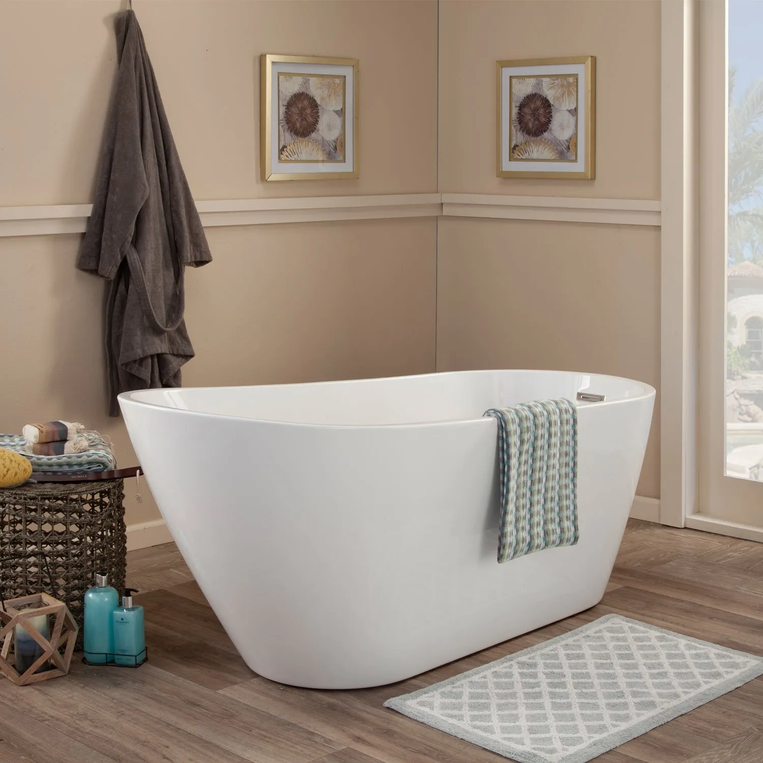 Shaia Freestanding Soaking Acrylic Bathtub