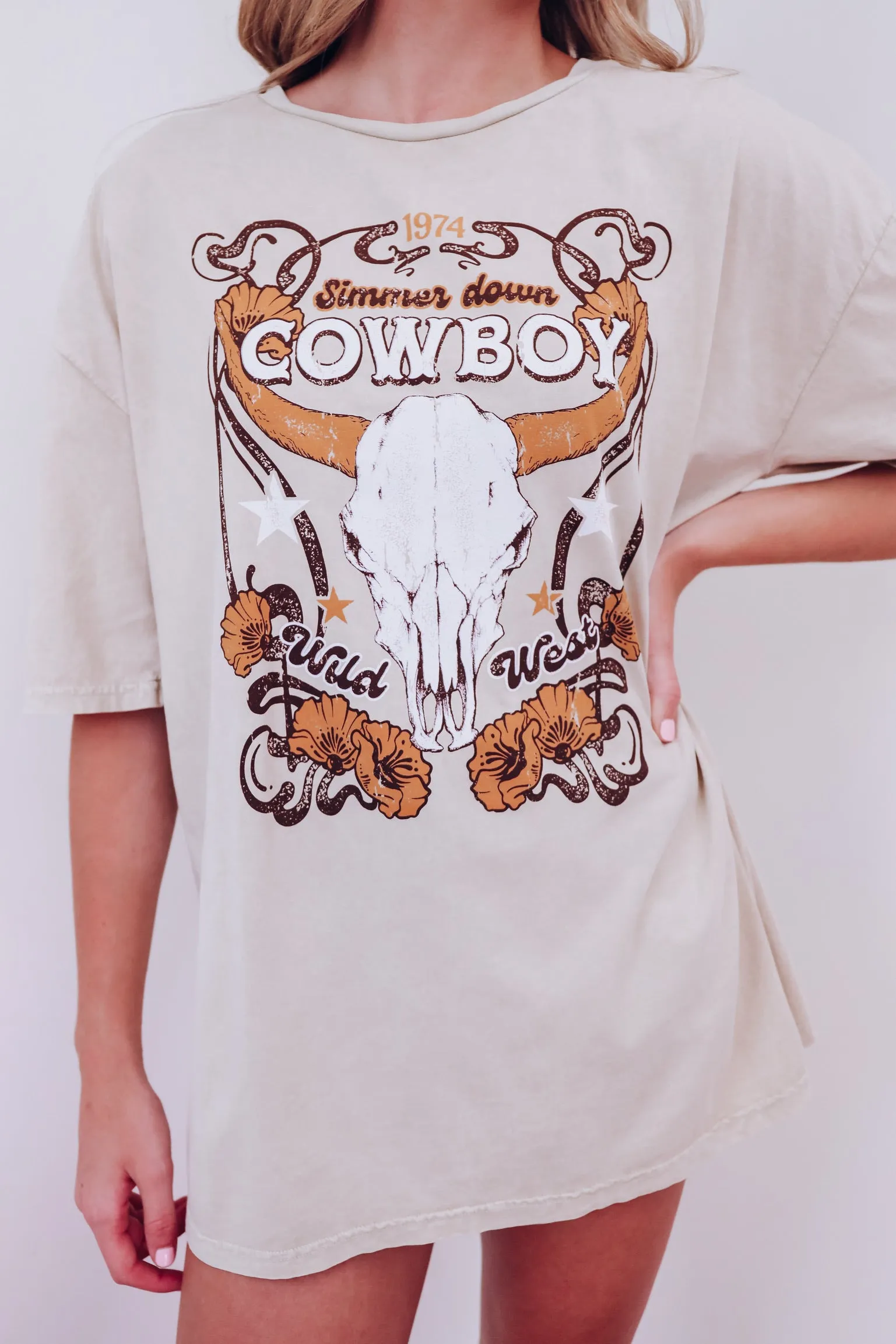 Simmer Down Cowboy Graphic Tee - Oatmeal