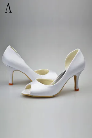 Simple White Peep Toe Beautiful Women Shoes For Wedding S60