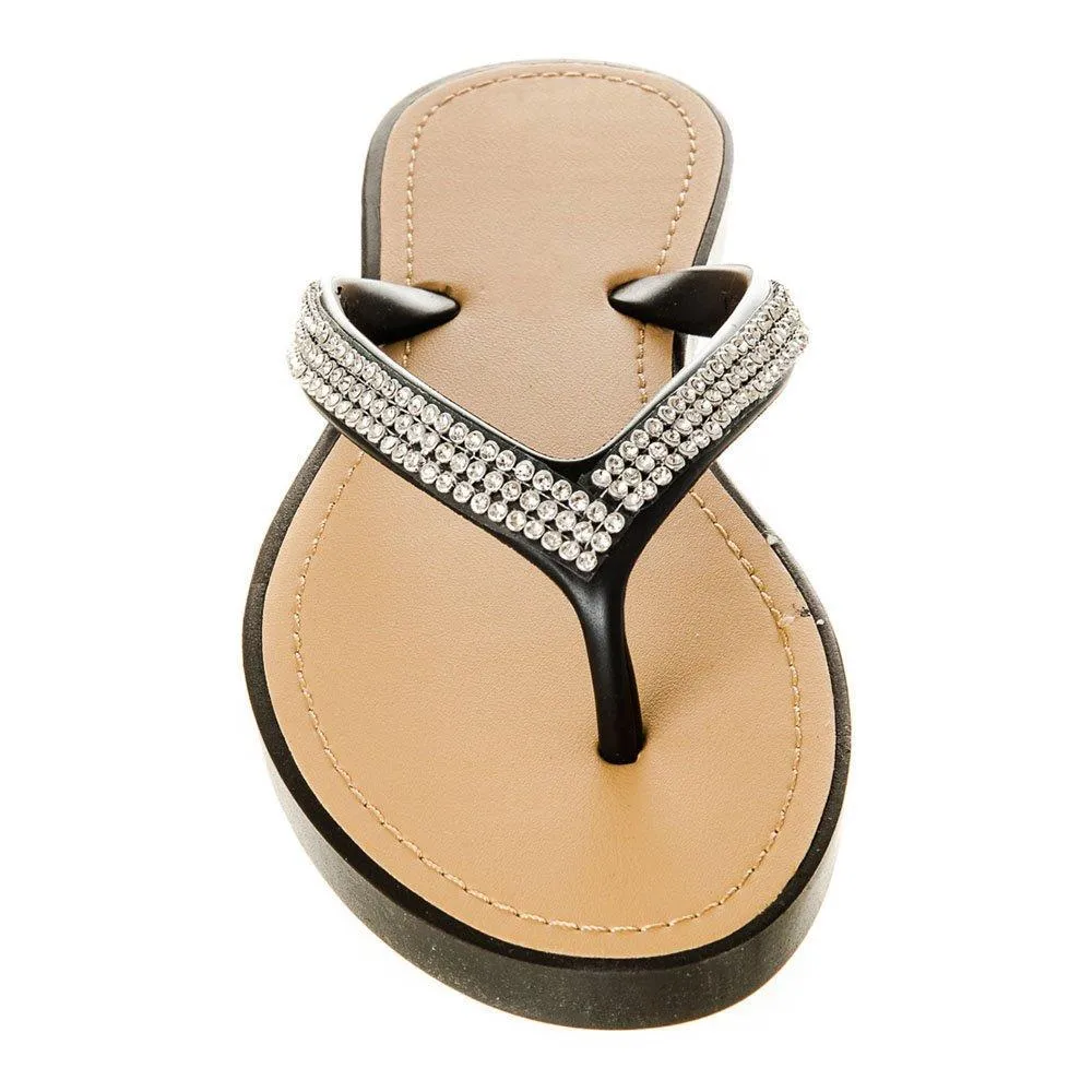 Slip On Jelly Toe-Post Diamante Flip- Flop