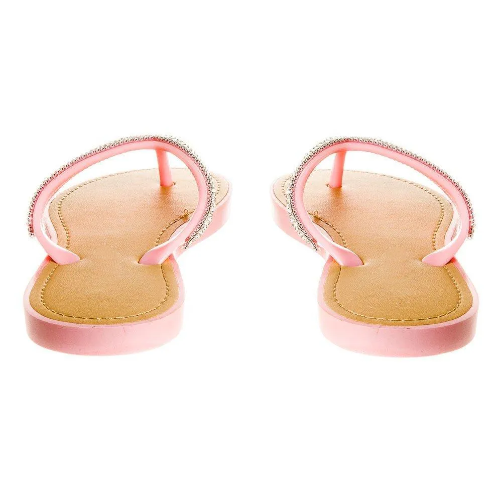 Slip On Jelly Toe-Post Diamante Flip- Flop