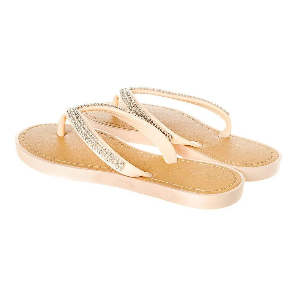 Slip On Jelly Toe-Post Diamante Flip- Flop