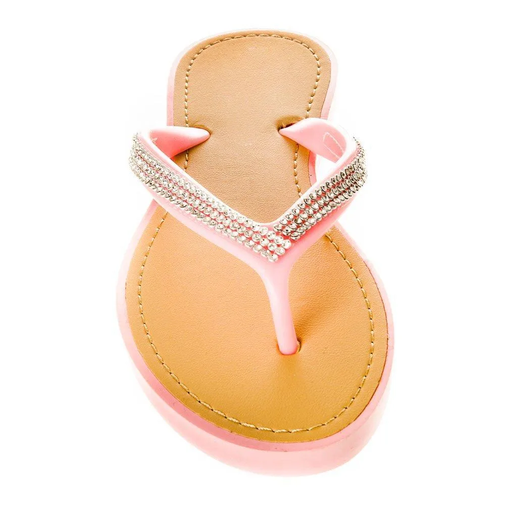 Slip On Jelly Toe-Post Diamante Flip- Flop