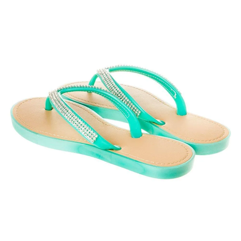 Slip On Jelly Toe-Post Diamante Flip- Flop