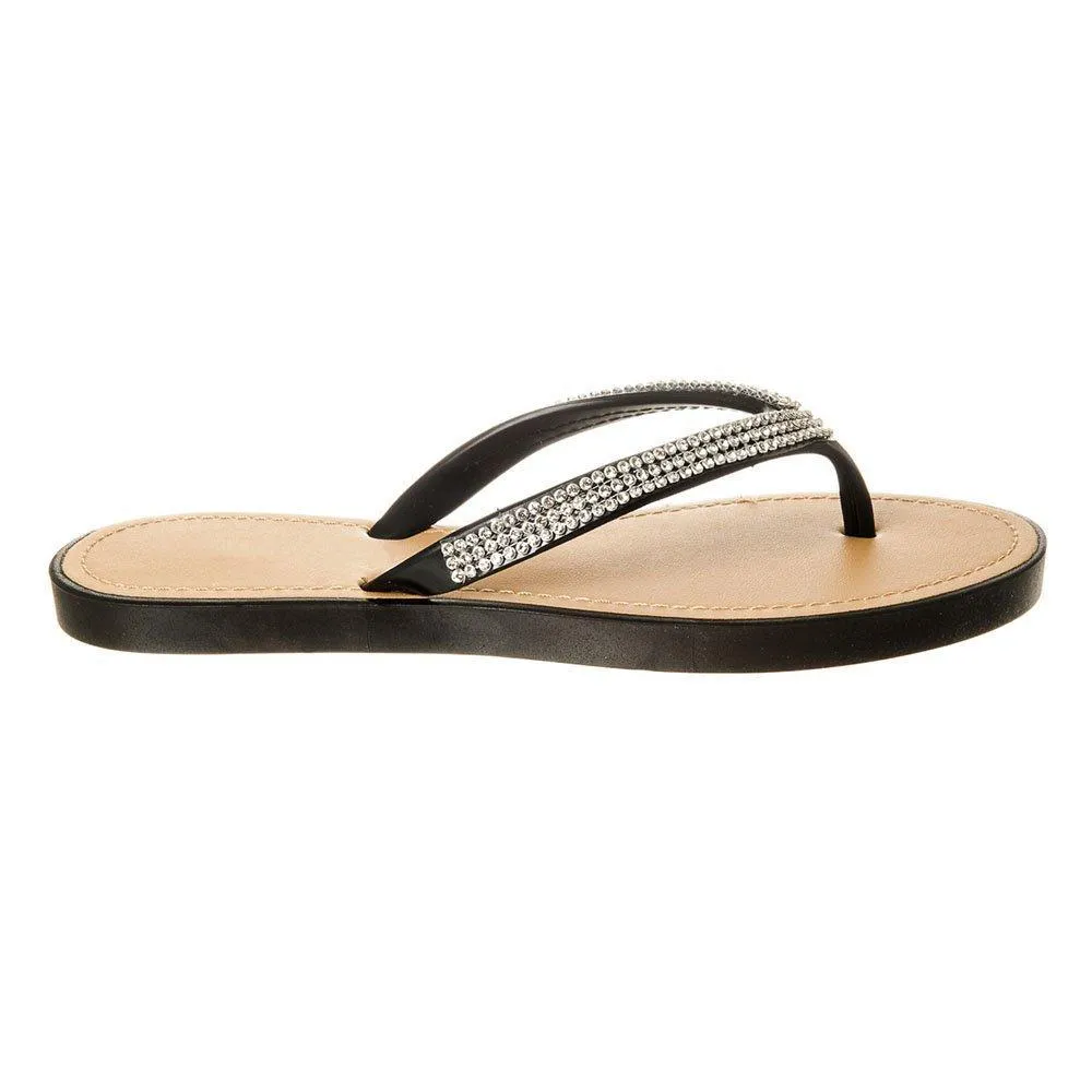 Slip On Jelly Toe-Post Diamante Flip- Flop