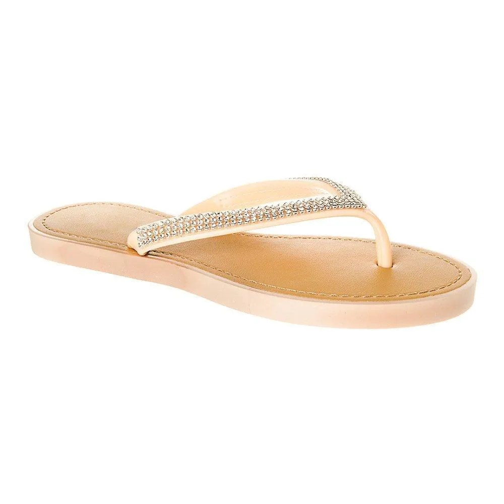 Slip On Jelly Toe-Post Diamante Flip- Flop