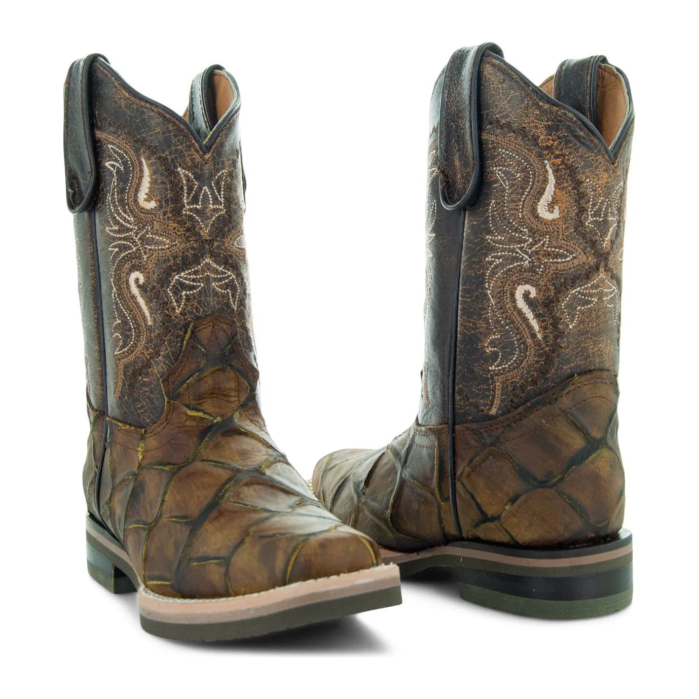 Soto Boots Kids Pirarucu Print Cowboy Boots K4008