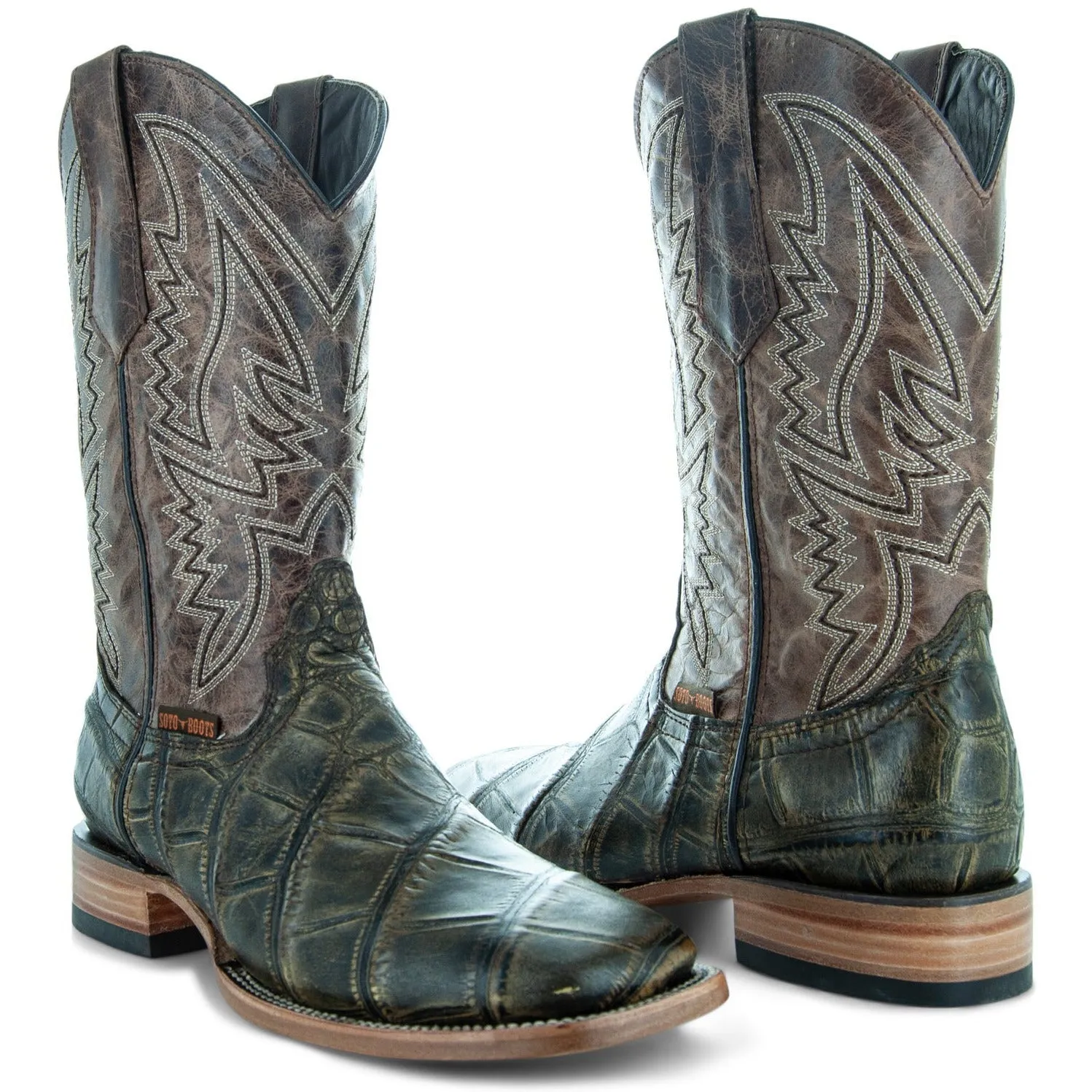 Soto Boots Men's Caiman Flank Print Cowboy Boots H50041