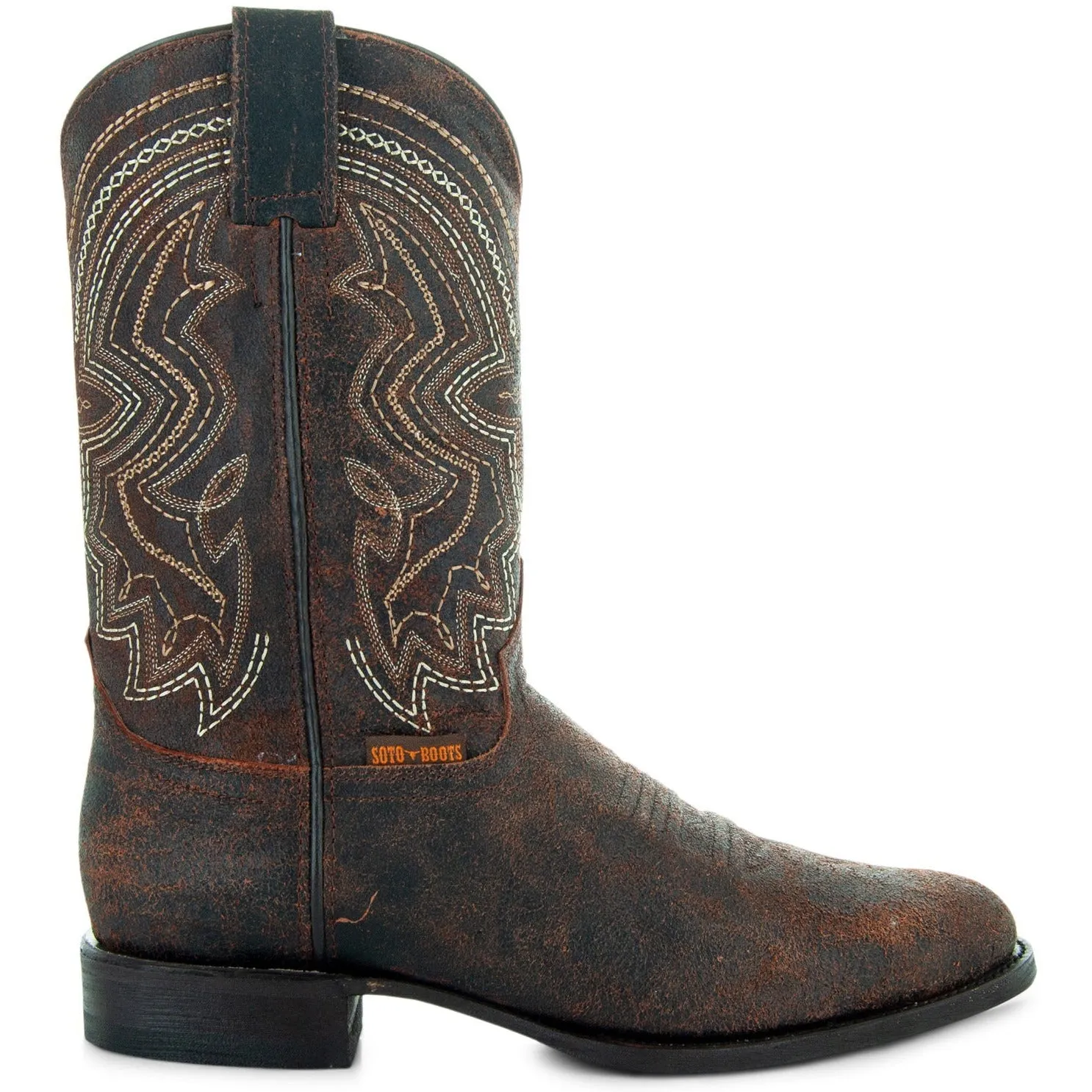 Soto Boots Mens Cognac Distressed Leather Cowboy Boots