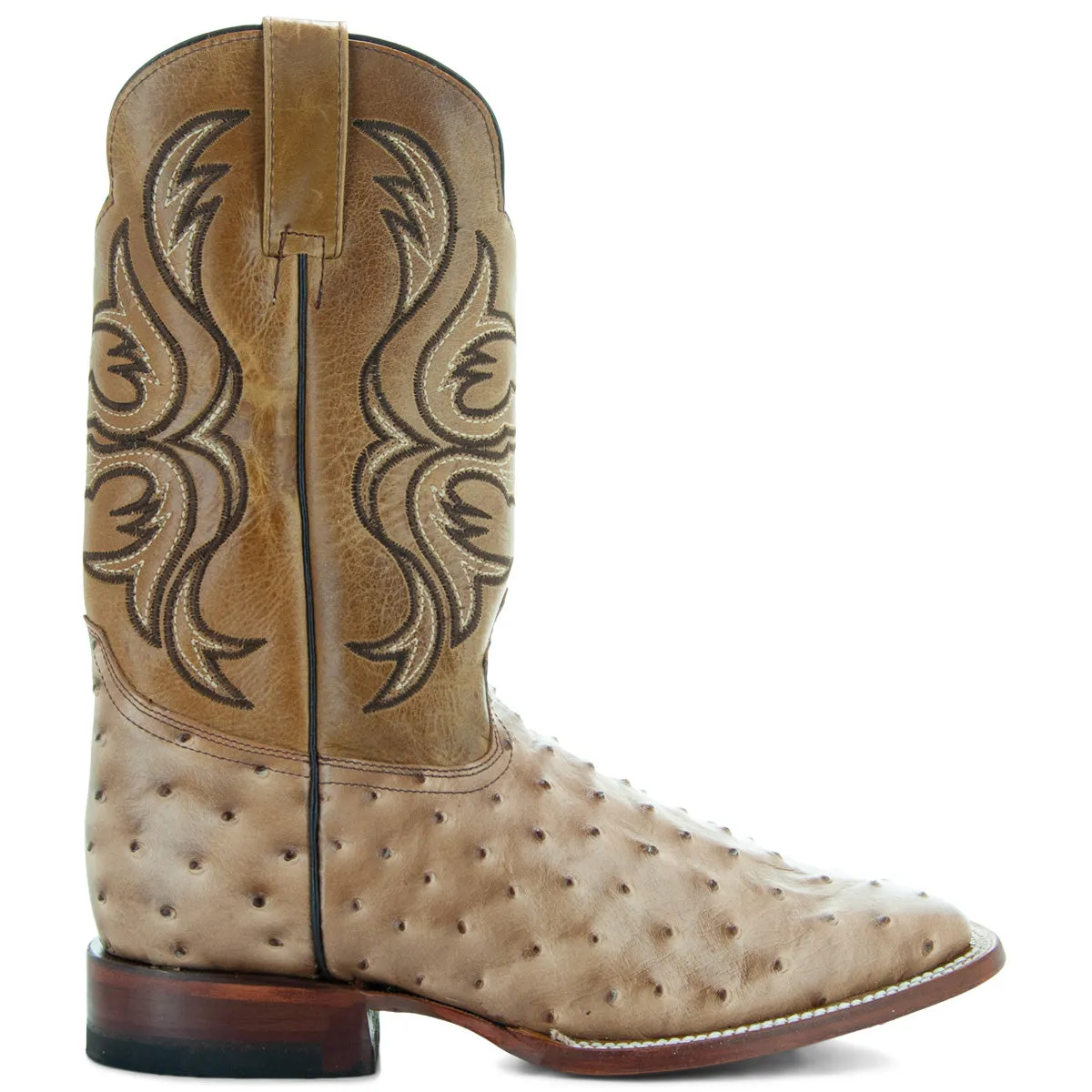 Soto Boots Men's Ostrich Print Square Toe Cowboy Boots H8001-Orix