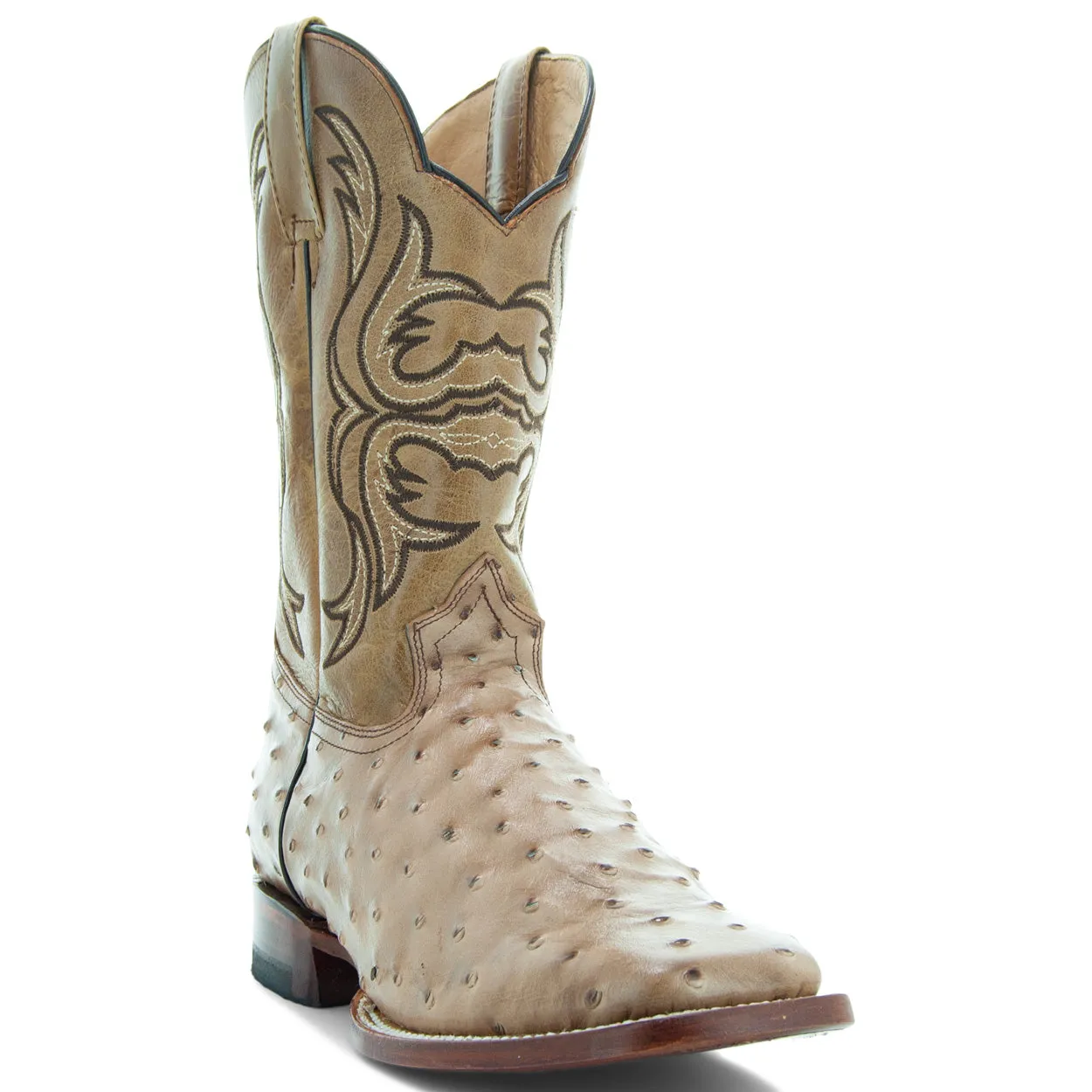 Soto Boots Men's Ostrich Print Square Toe Cowboy Boots H8001-Orix