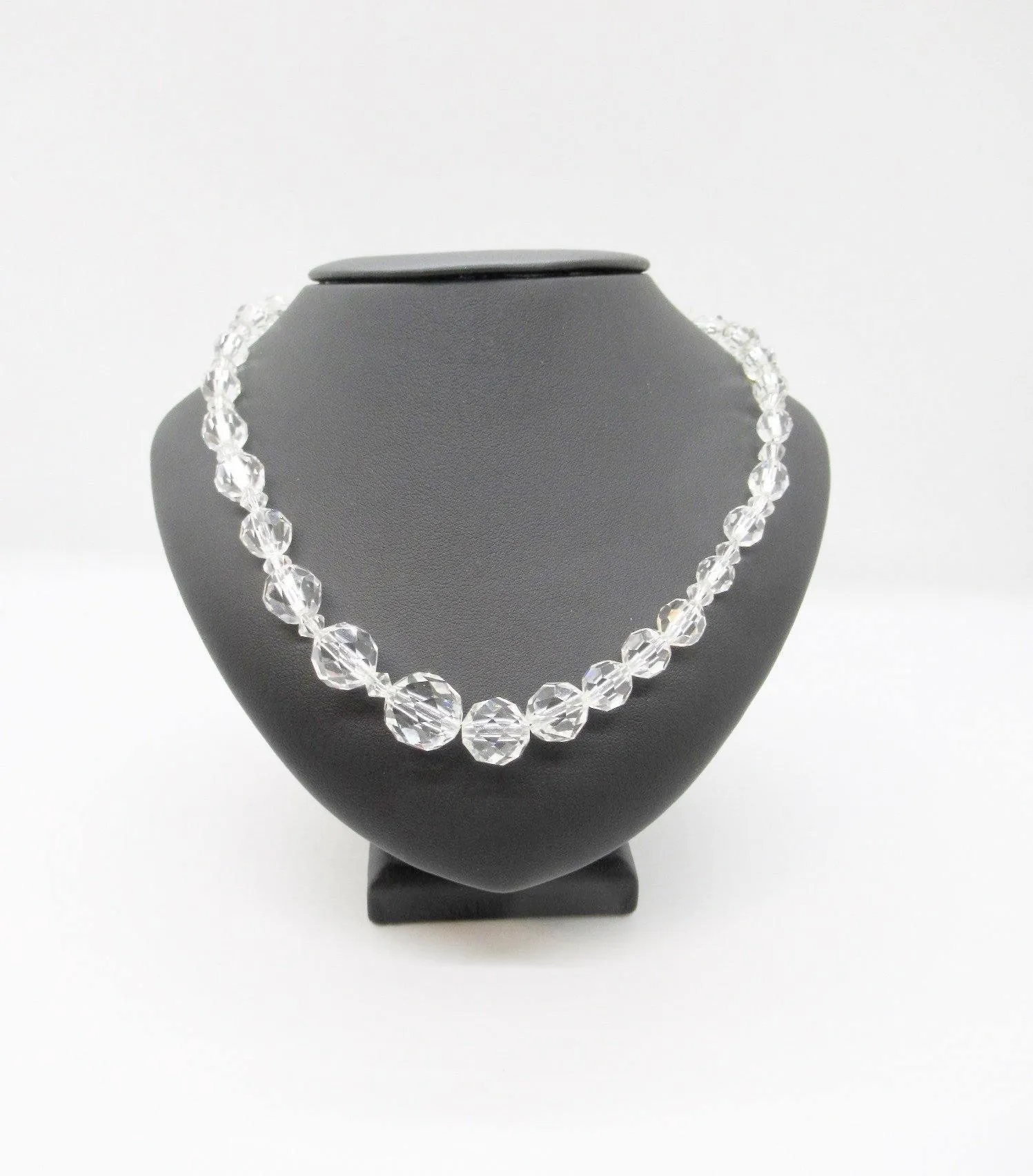 Sparkling Faceted Crystal Beads Vintage Necklace