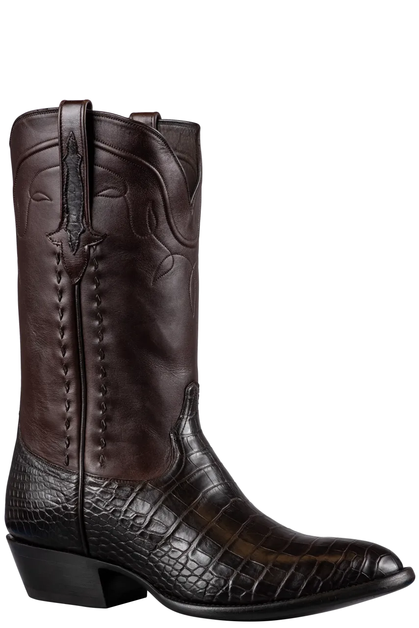 Stallion American Alligator Cowboy Boots - Chocolate