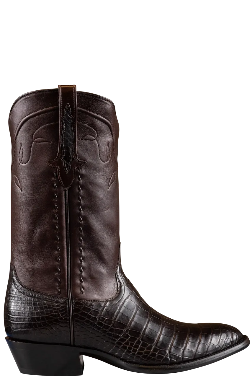 Stallion American Alligator Cowboy Boots - Chocolate