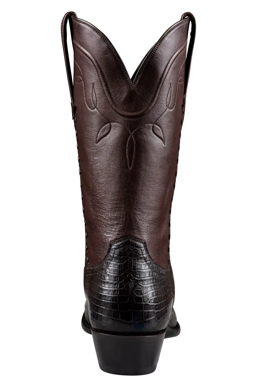 Stallion American Alligator Cowboy Boots - Chocolate