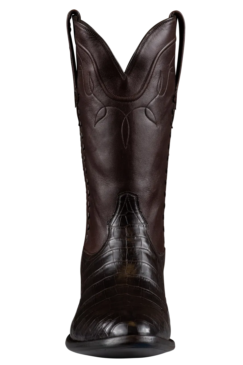 Stallion American Alligator Cowboy Boots - Chocolate