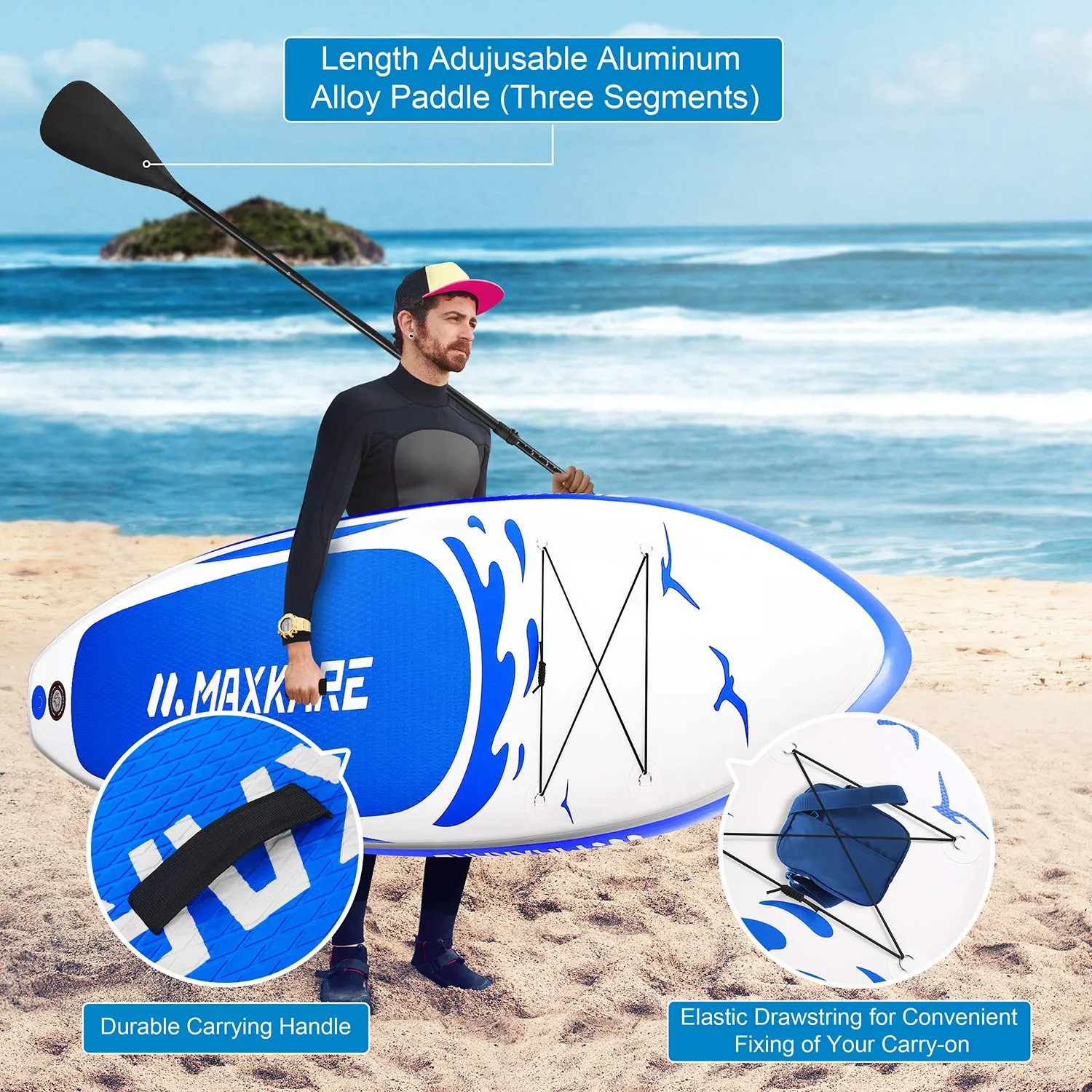 Stand Up Paddle Board Inflatable SUP W Stand-up Paddle Board Accessories Backpack Paddle Leash Pump Non-Slip Deck ISUP Fishing Yoga Rigid Solid 10'× 30" ×6'' Thick Adult & Youth & Kid