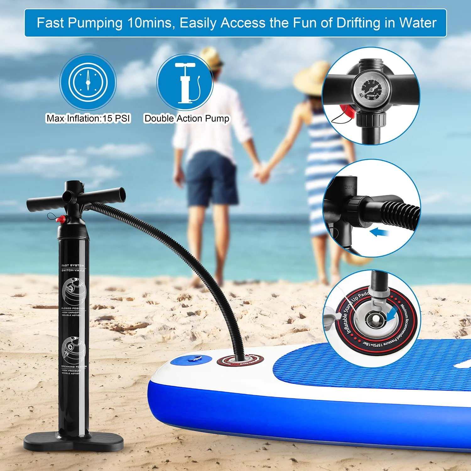 Stand Up Paddle Board Inflatable SUP W Stand-up Paddle Board Accessories Backpack Paddle Leash Pump Non-Slip Deck ISUP Fishing Yoga Rigid Solid 10'× 30" ×6'' Thick Adult & Youth & Kid